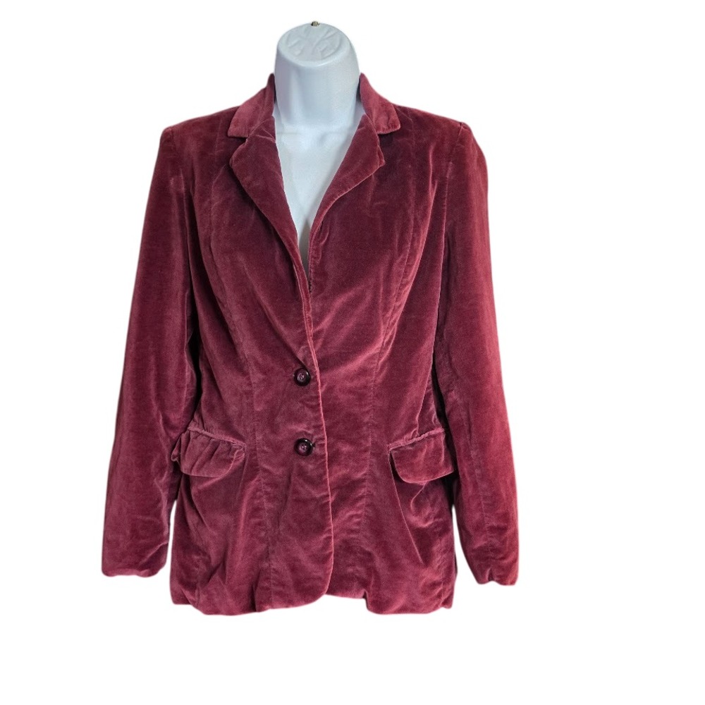 MJ Concepts Burgundy Velvet Blazer Union Made Vintage Women Size 5 Dark Academia